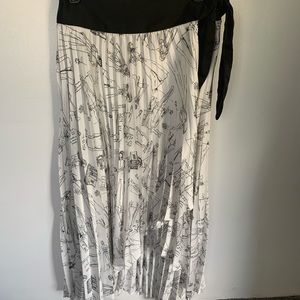 White Graphic 35th Anniversary Pleated MIDI Skirt